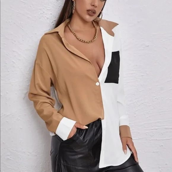 •Sold on Mercari• Shein Colorblock Drop Shoulder Top M - Picture 2 of 4